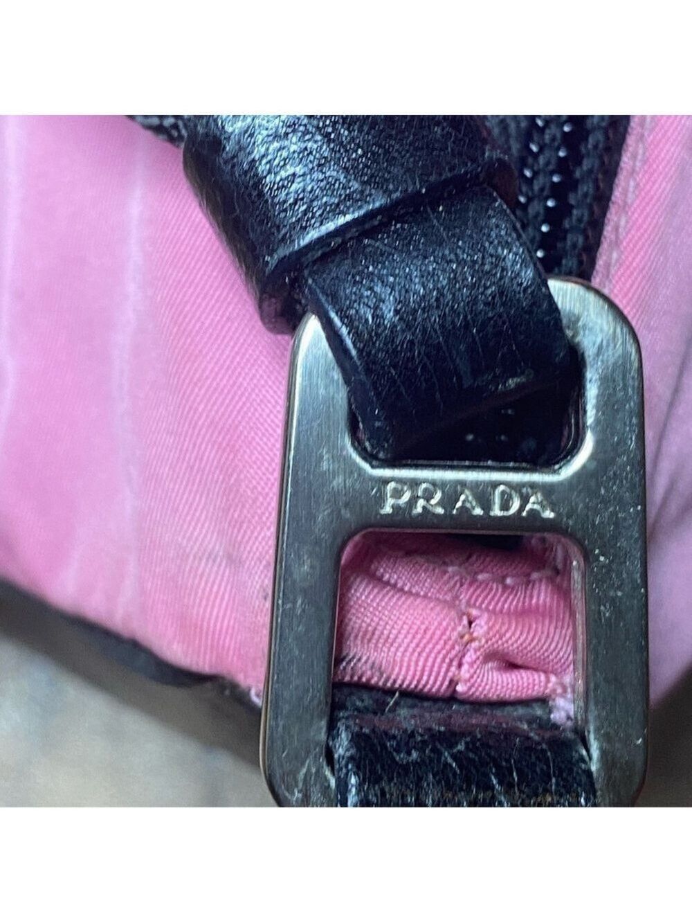 Prada Pink and Black Nylon Shoulder Purse - Picture 8 of 15
